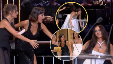 XXX Gala dos Globos de Ouro: Débora Monteiro sofre queda nos Globos de Ouro e reage com humor
