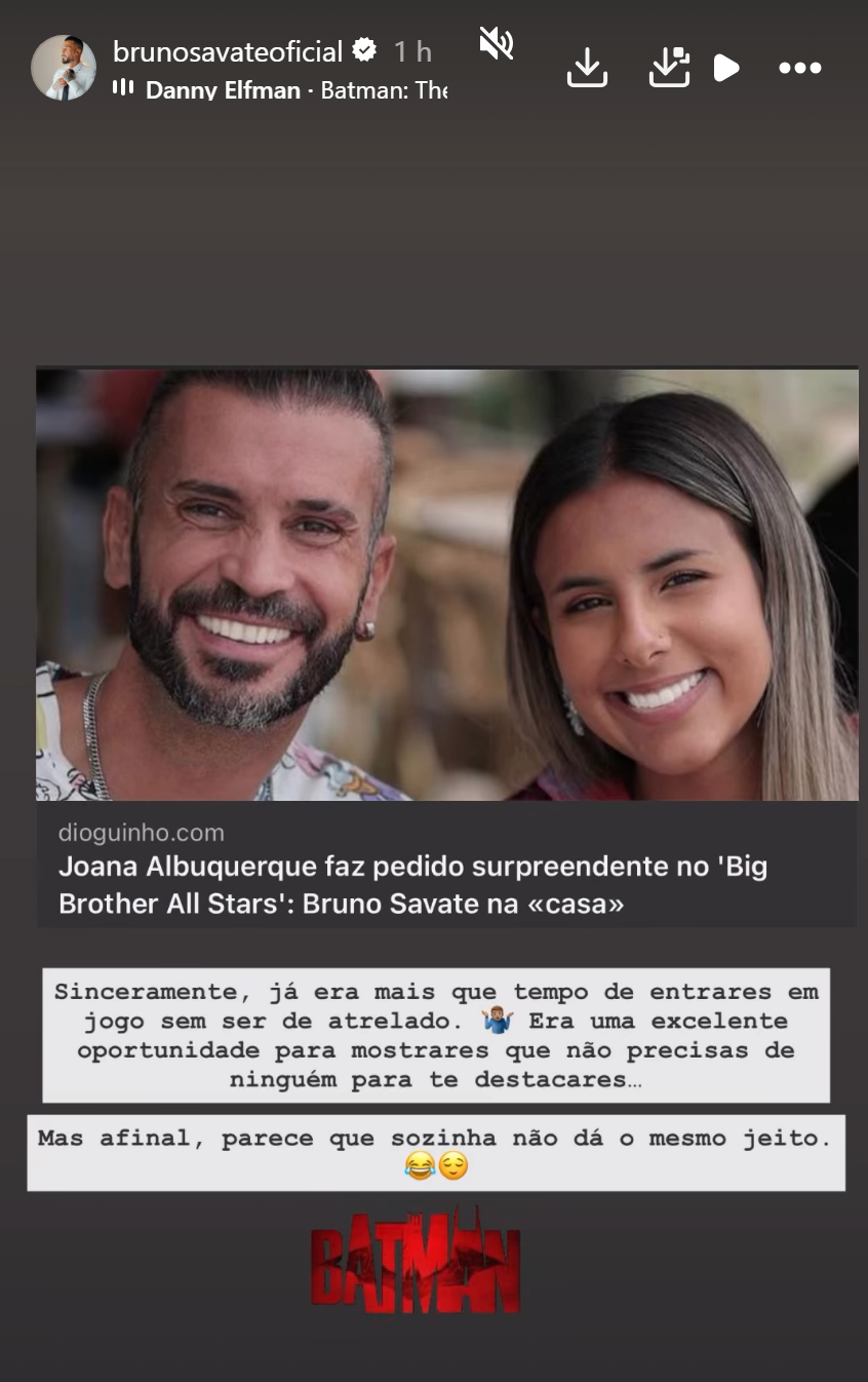 Após ser mencionado no «BB All Stars», Bruno Savate manda 'estouro' a Joana Albuquerque