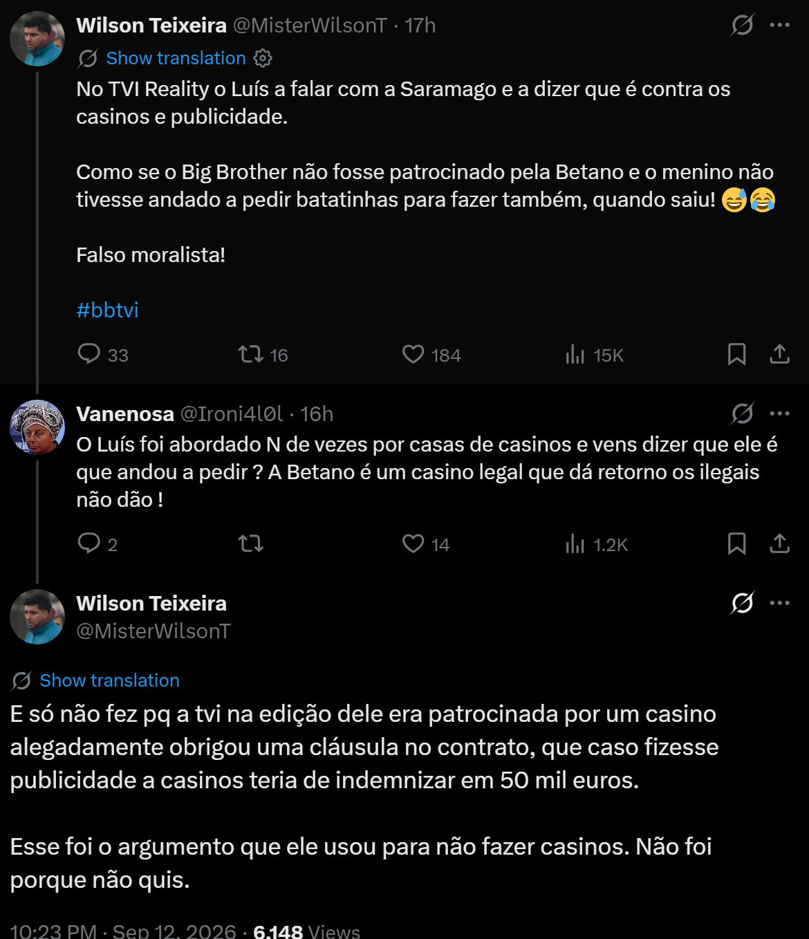 Casinos ilegais no «BB All Stars»: Fábio Daniel sai em defesa de Luís Gonçalves e expõe Bruno Savate e Wilson Teixeira