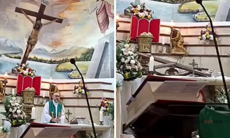 Tragédia em direto: Padre morre após ser atingido por crucifixo durante missa no Equador (vídeo)