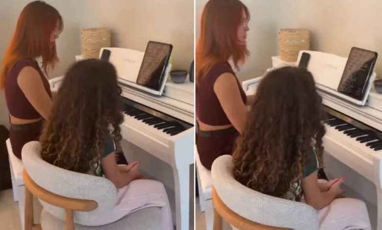 Alana canta Billie Eilish ao piano: Georgina Rodríguez exibe talento da filha de oito anos