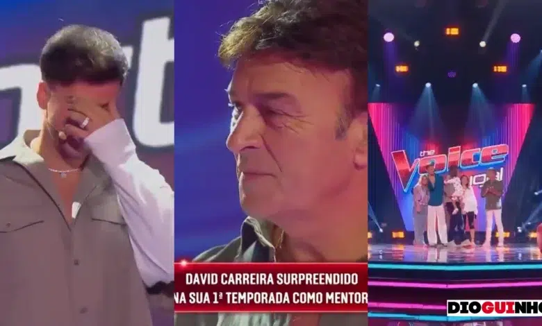 David Carreira chora no 'The Voice' com visita inesperada da família