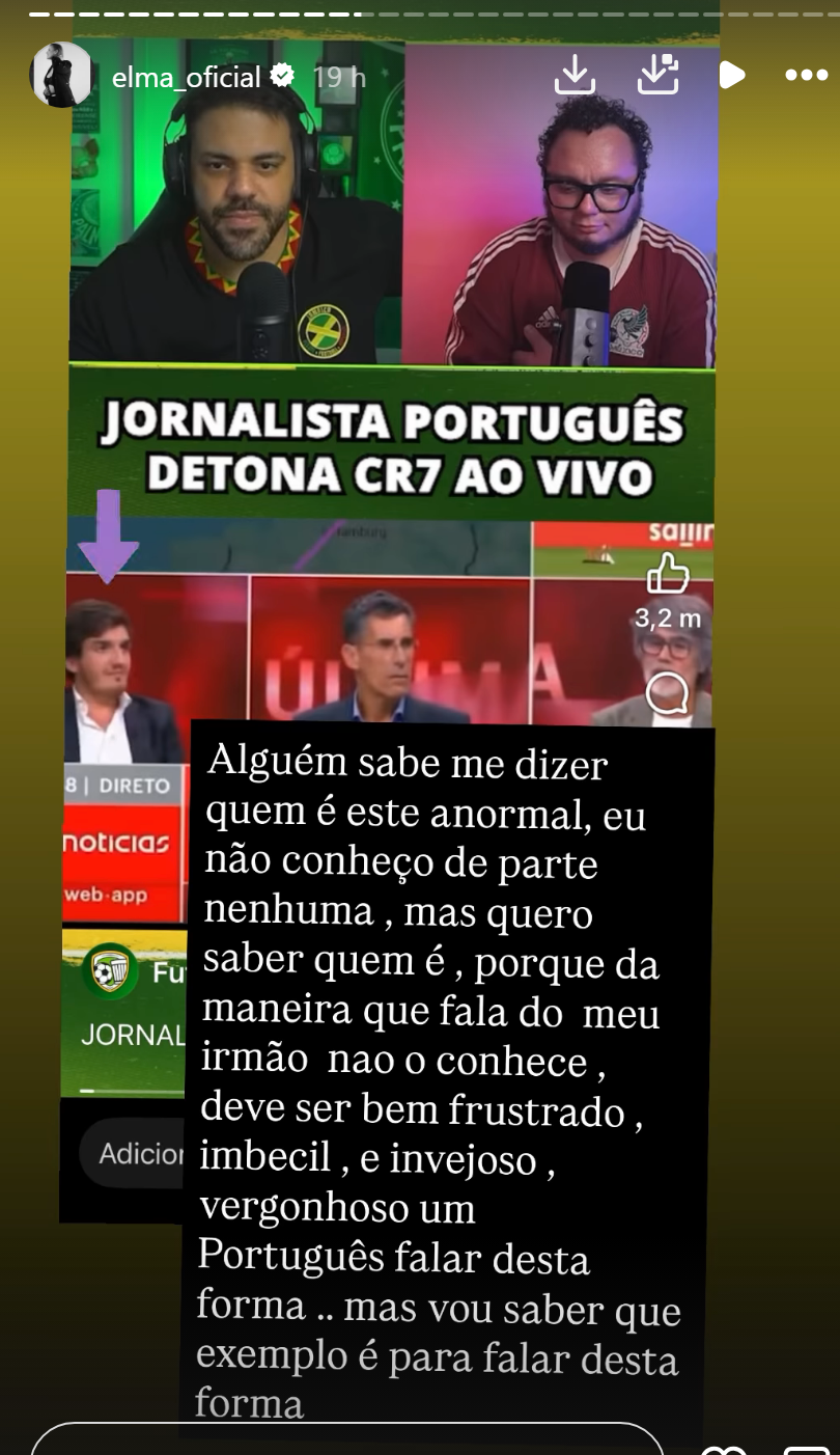 "Pessoa detestável": João Maria Jonet arrasa Cristiano Ronaldo e Elma Aveiro responde com insultos