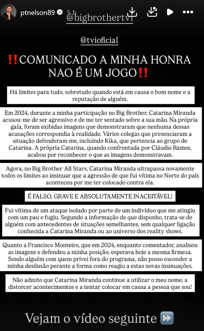 Nelson Fernandes reage a acusações de Catarina Miranda e ameaça avançar para a Justiça