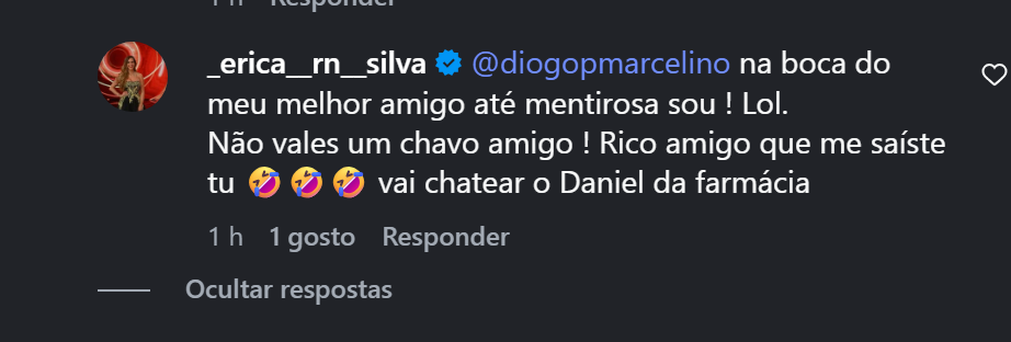 Diogo Marcelino acusa Érica Silva de "fabricar" mentiras sobre madrugadas no 'Big Brother' e leva resposta