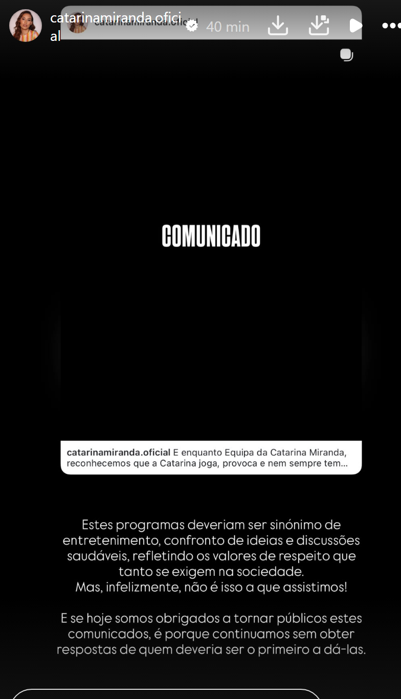 "Vale tudo pelas audiências?": Equipa de Catarina Miranda emite ultimato à produção do «Big Brother All Stars»