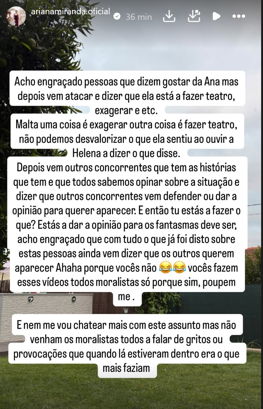 "Não venham os moralistas falar de gritos": Ariana Miranda sai em defesa de Ana Sousa no «Big Brother»
