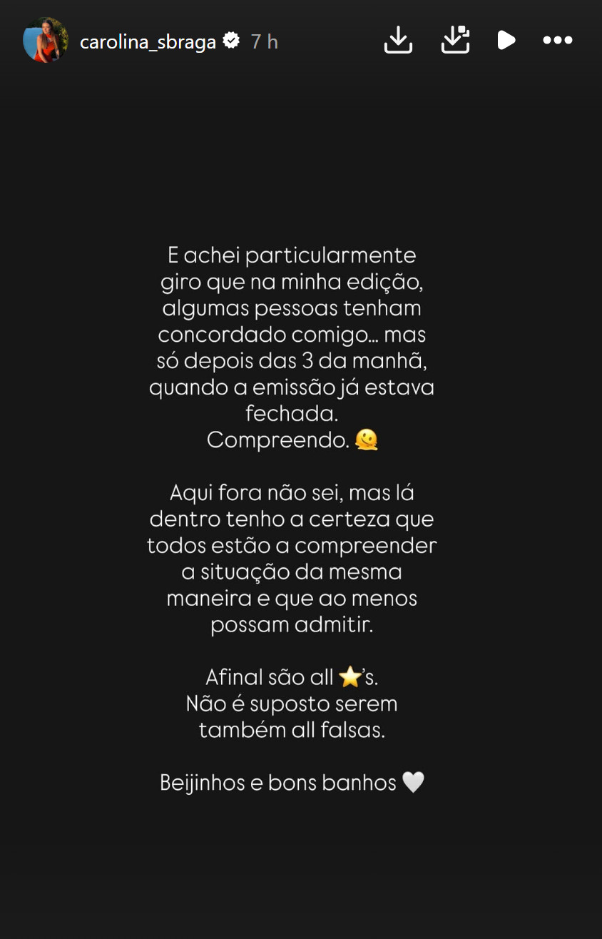 Carolina Braga ataca 'hipocrisia' e manda Luís Gonçalves tomar banho no 'Big Brother All Stars'